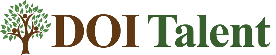 DOI Talent logo, a tree with branches and leaves and the words: DOI Talent to the right.